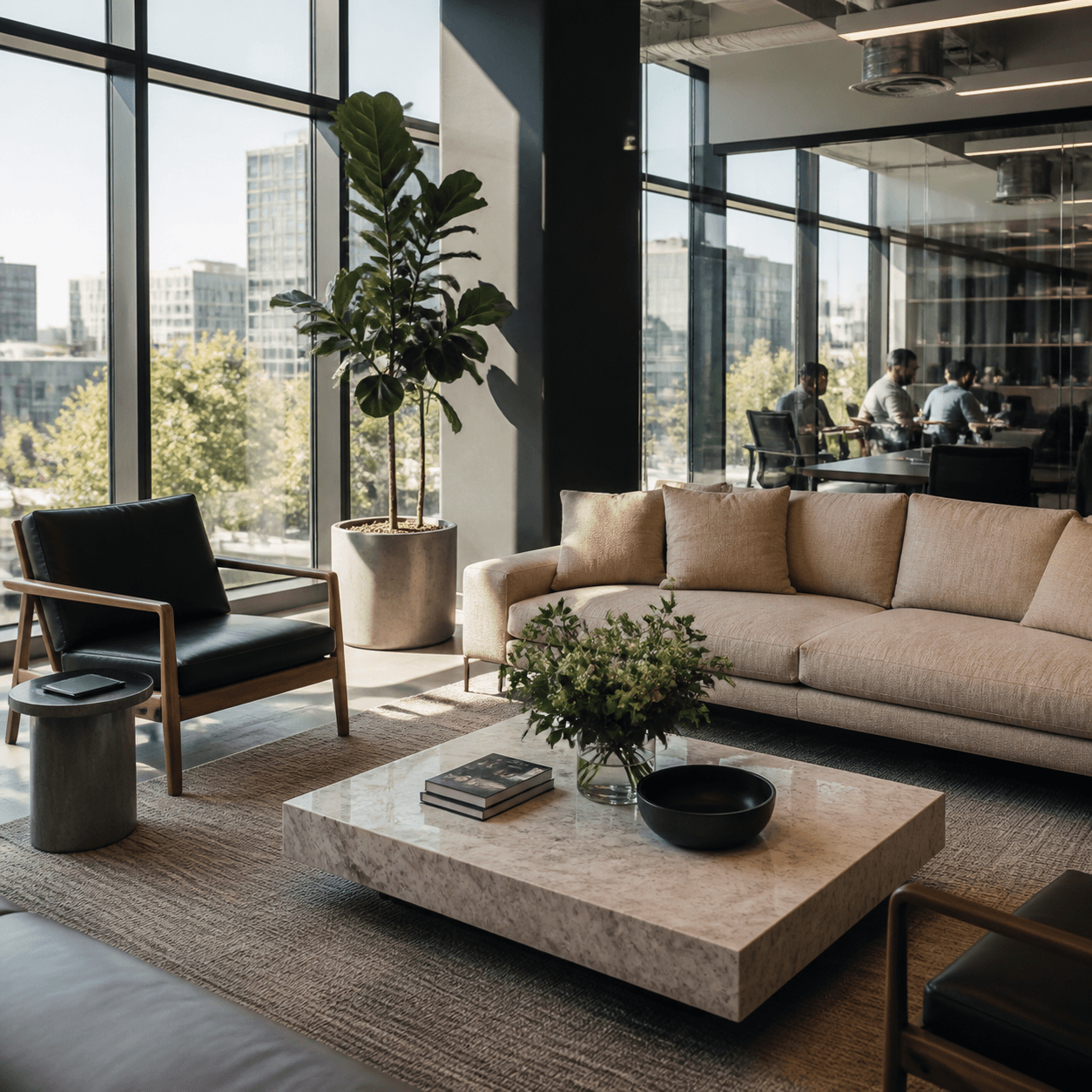 Lounge seating inside the software studio