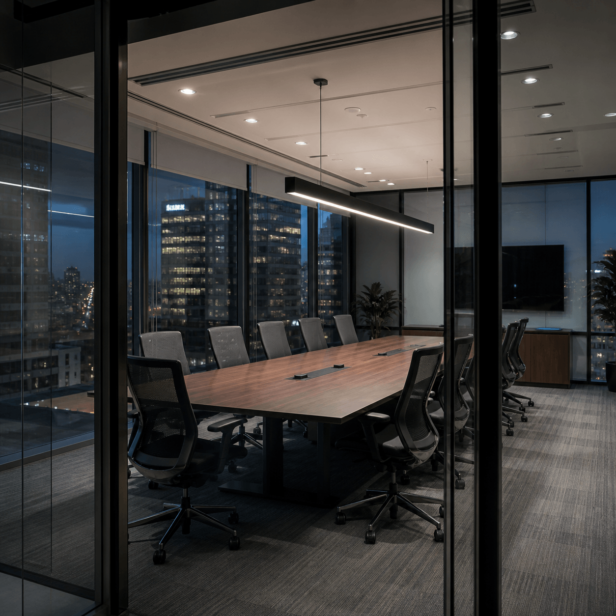 Glass conference room in the Kolvaniq office